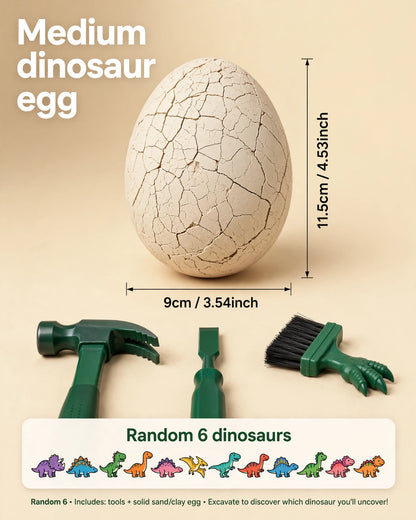 Dinosaur Fossil Dig Kit | Egg Excavation & Soft Rubber Dino Model | Kids' Toy