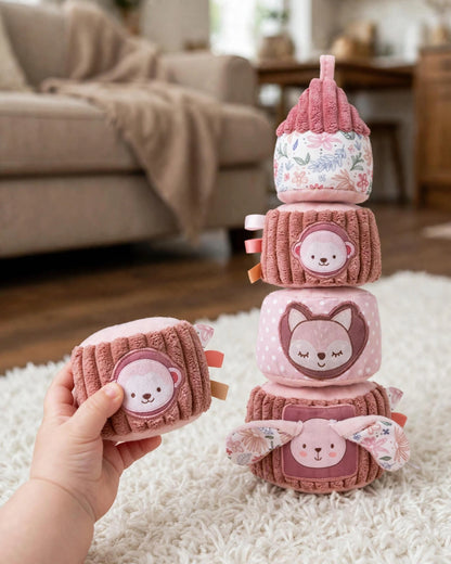 Plush Stacking Tumbler Doll – Pink Interactive Stacking Tower Travel Comfort Toy