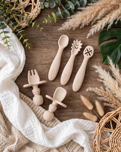 Baby Silicone Cutlery Set – 5-Piece Spoon & Fork Set