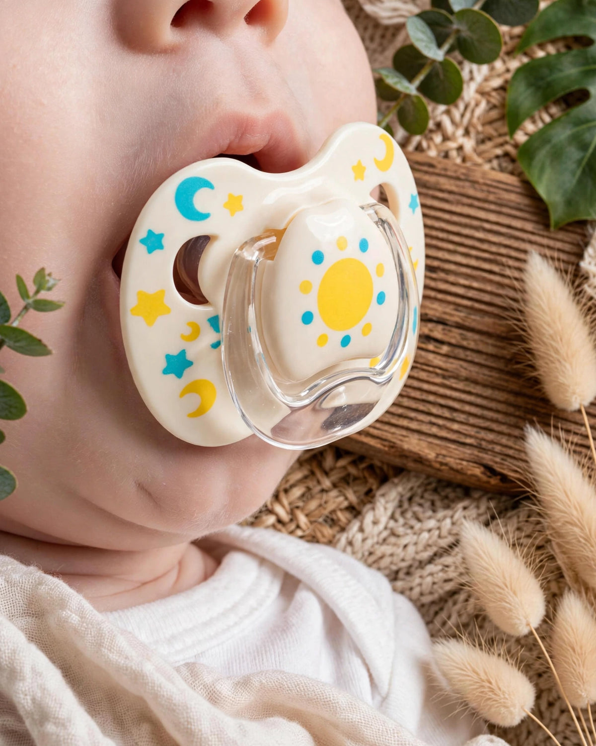 Baby Silicone Pacifier Set – Sun & Moon Day & Night Soothers