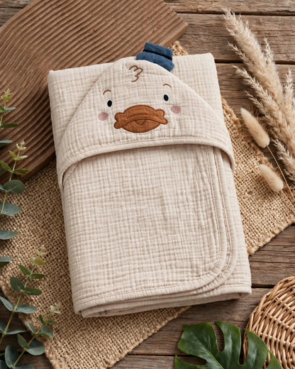 Baby Hooded Towel – Soft & Absorbent, 32"×32"