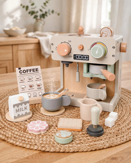 Wooden Coffee Maker Kitchen Toy Set | Kids' Role Play & Dress Up Game