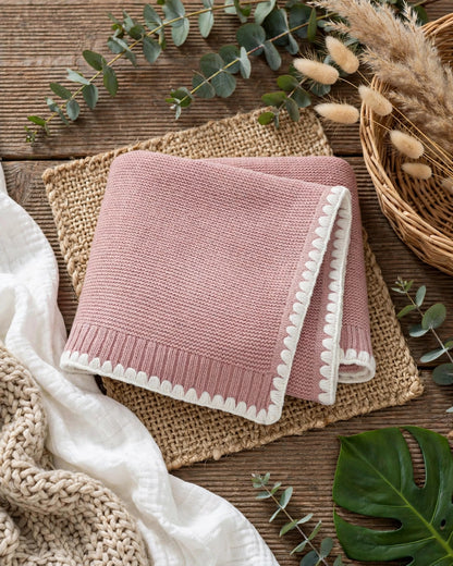 Infant Knitted Swaddle Blanket – Minimalist Edging, All-Season