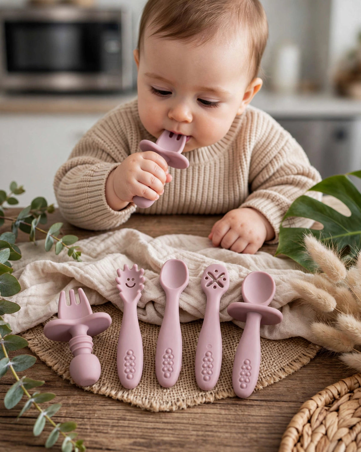 Baby Silicone Cutlery Set – 5-Piece Spoon & Fork Set