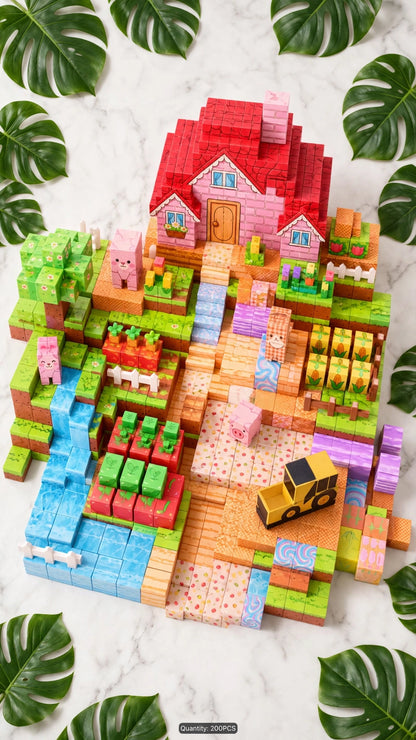 200-Piece Magnetic Building Cubes - Orchard Farm Set