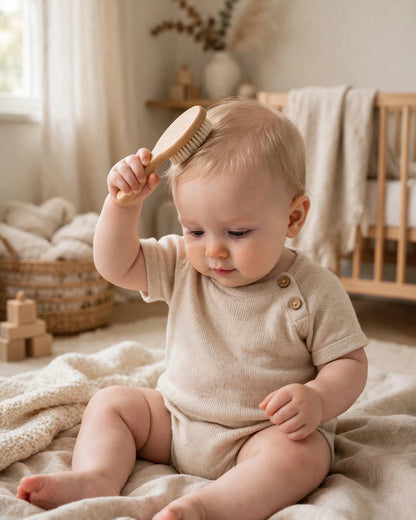 Personalized Baby Care Set – Wooden Hair Brush & Grooming Gift Set