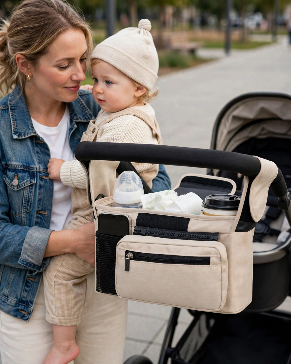 Stroller Hanging Bag – Oxford Cloth Multifunctional Mommy Tote & Shoulder Bag