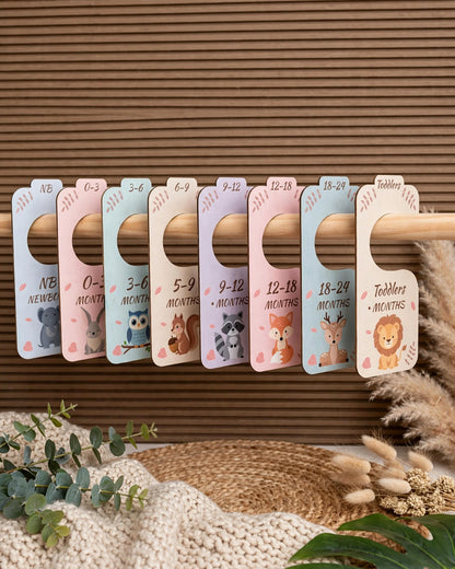 8pcs Wooden Baby Closet Dividers – Double-Sided Clothes Organizer, Newborn to Toddler