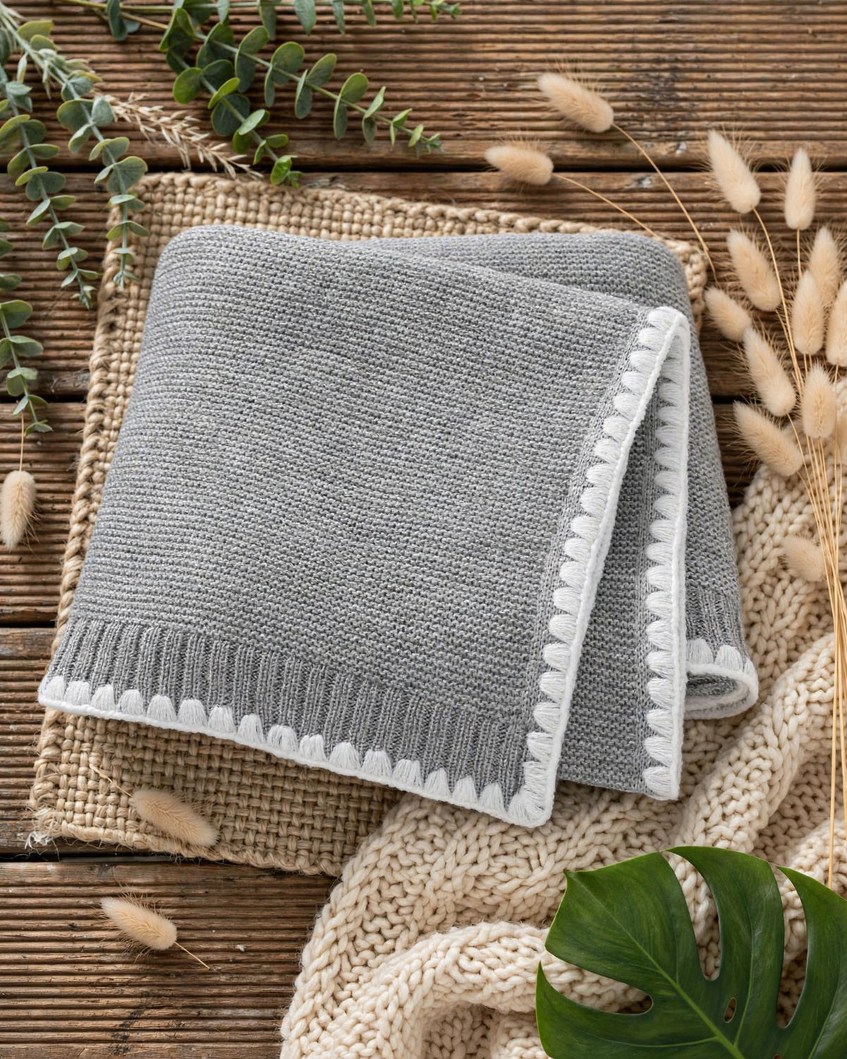 Infant Knitted Swaddle Blanket – Minimalist Edging, All-Season