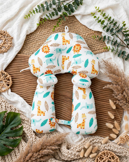 Baby Anti-Flat Head Pillow – Reversible 4-Season Cuddle Pillow, Leaf & Feather Design