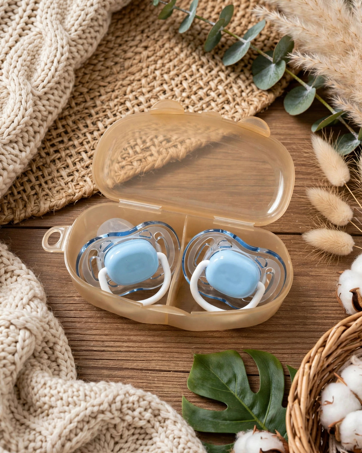 2pcs Baby Pacifier Set – Day & Night Dual-Use with Storage Case