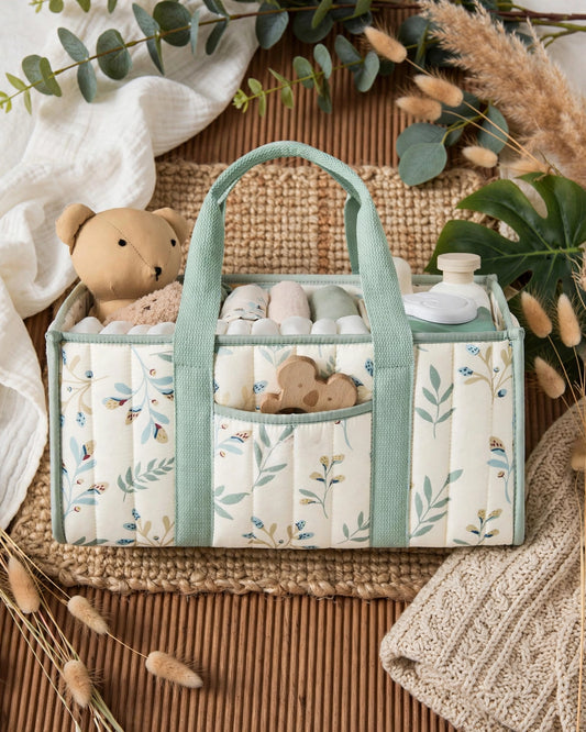 Floral Diaper Caddy Organizer – Stylish Nursery Storage Basket