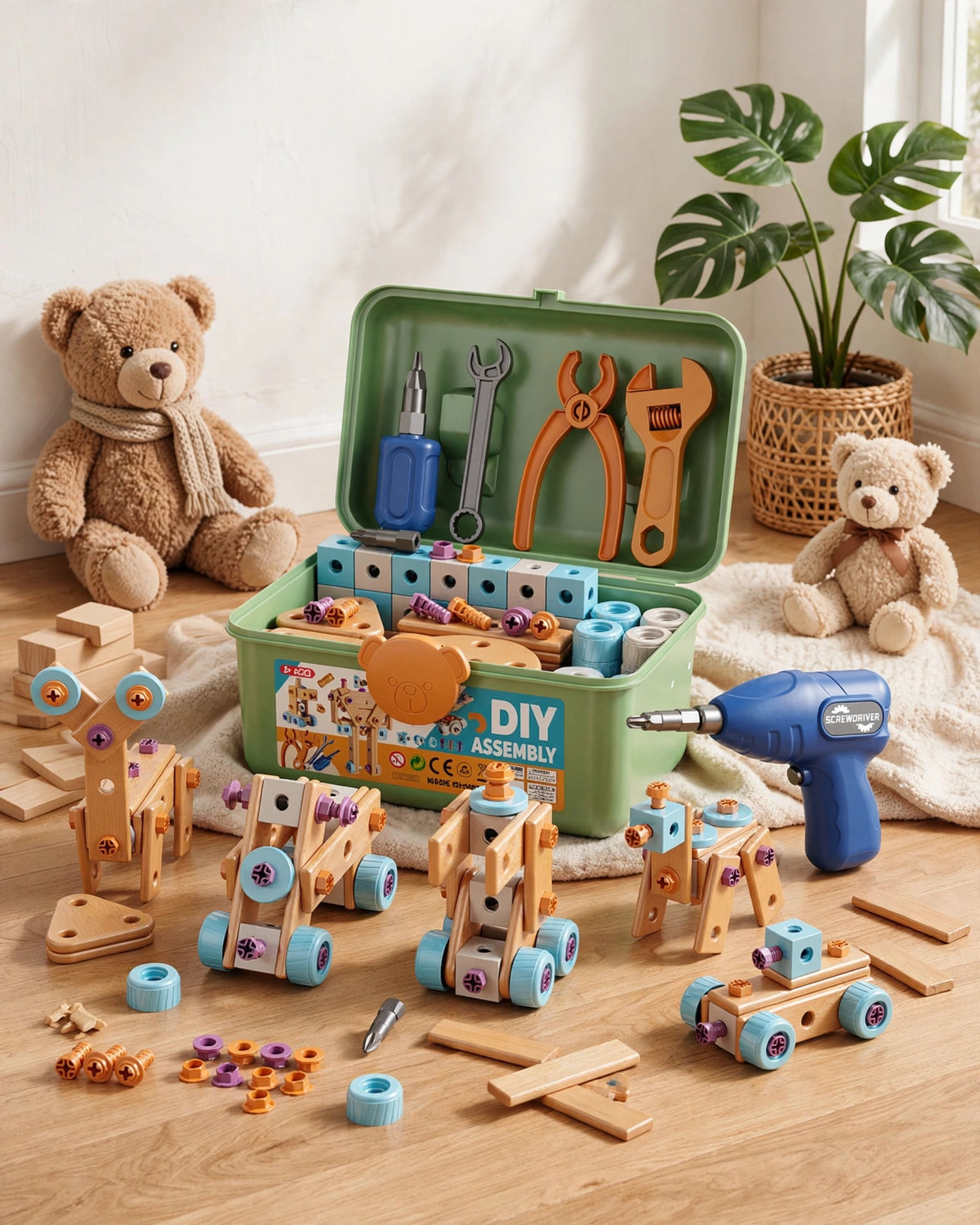 Kids' Screwdriver Construction Set | 126pc DIY Build Toy | Robot, Car & Airplane