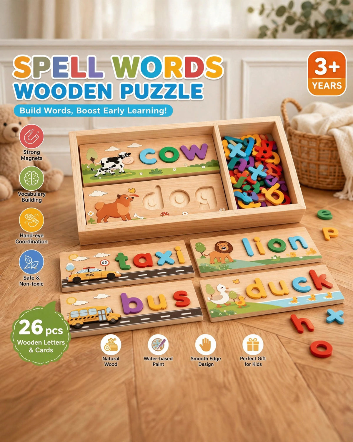 Kids' Wooden Spelling Game | Letter Puzzle & Early Learning Toy