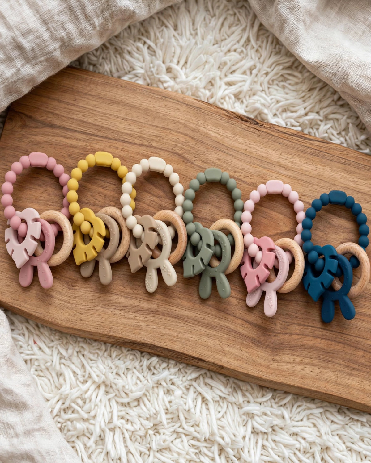 Silicone & Wood Baby Teething Toy