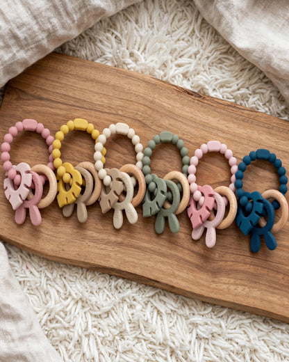 Silicone & Wood Baby Teething Toy