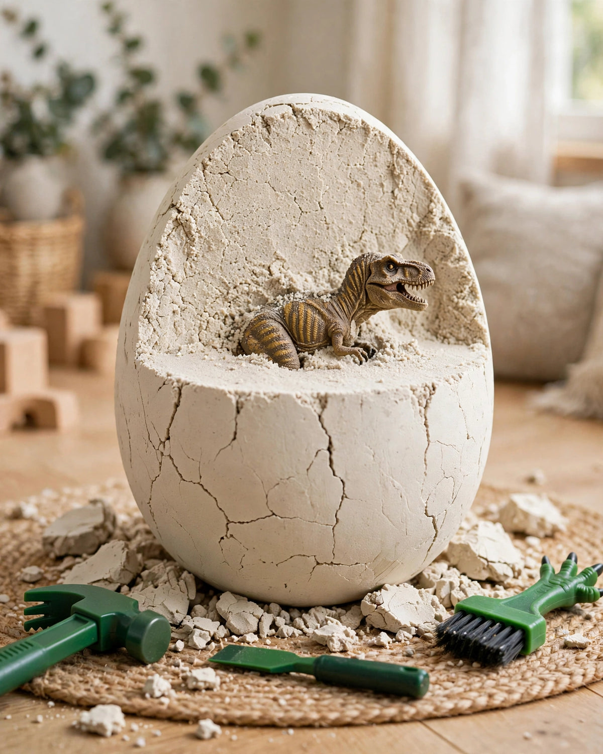 Dinosaur Fossil Dig Kit | Egg Excavation & Soft Rubber Dino Model | Kids' Toy