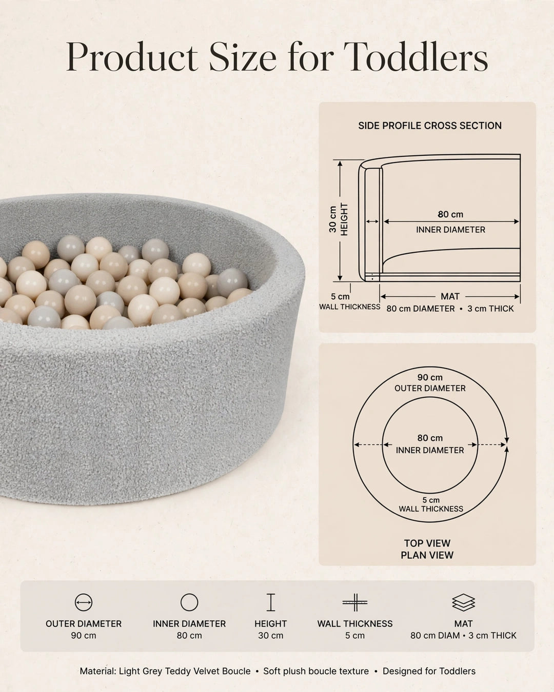 Soft Lamb Fleece Ball Pit for Toddlers & Babies