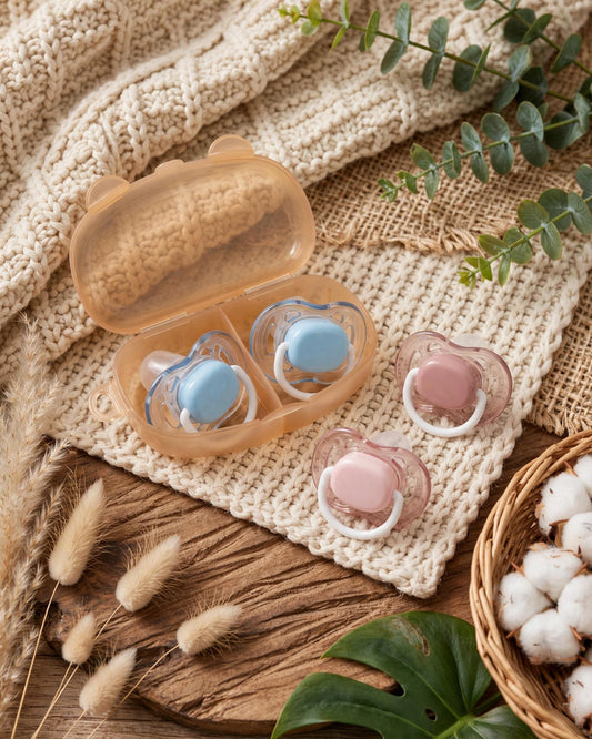 2pcs Baby Pacifier Set – Day & Night Dual-Use with Storage Case