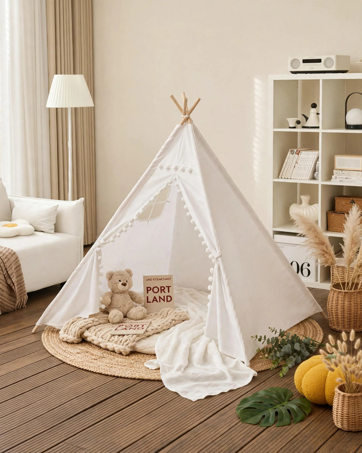 White Portable Teepee Tent – Indoor & Outdoor Camping 180CM