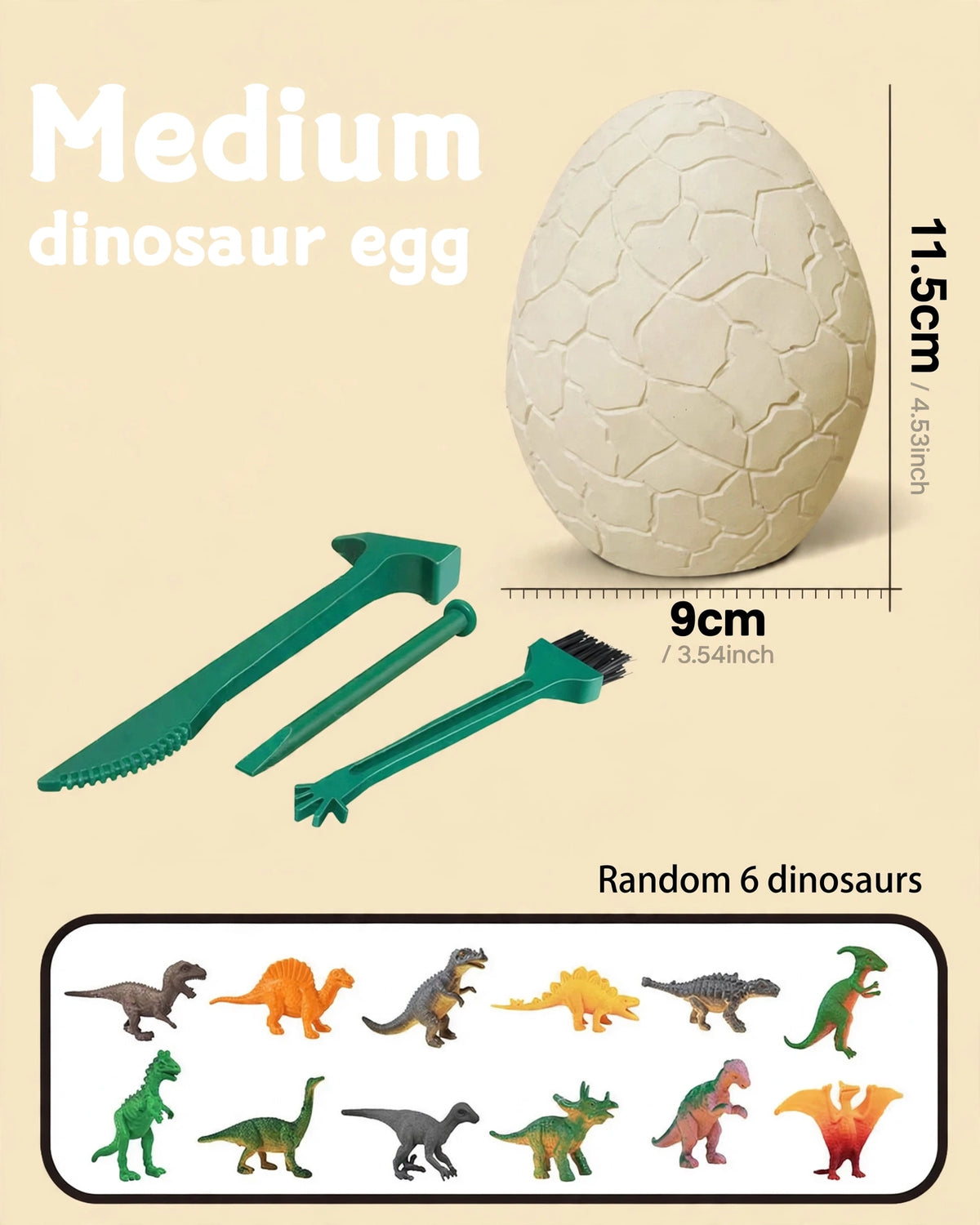 Dinosaur Fossil Dig Kit | Egg Excavation & Soft Rubber Dino Model | Kids' Toy
