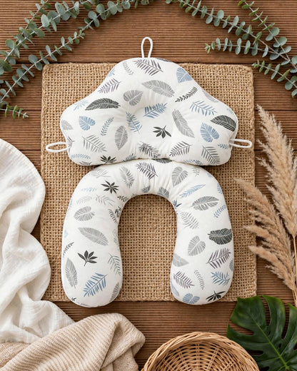 Baby Anti-Flat Head Pillow – Reversible 4-Season Cuddle Pillow, Leaf & Feather Design