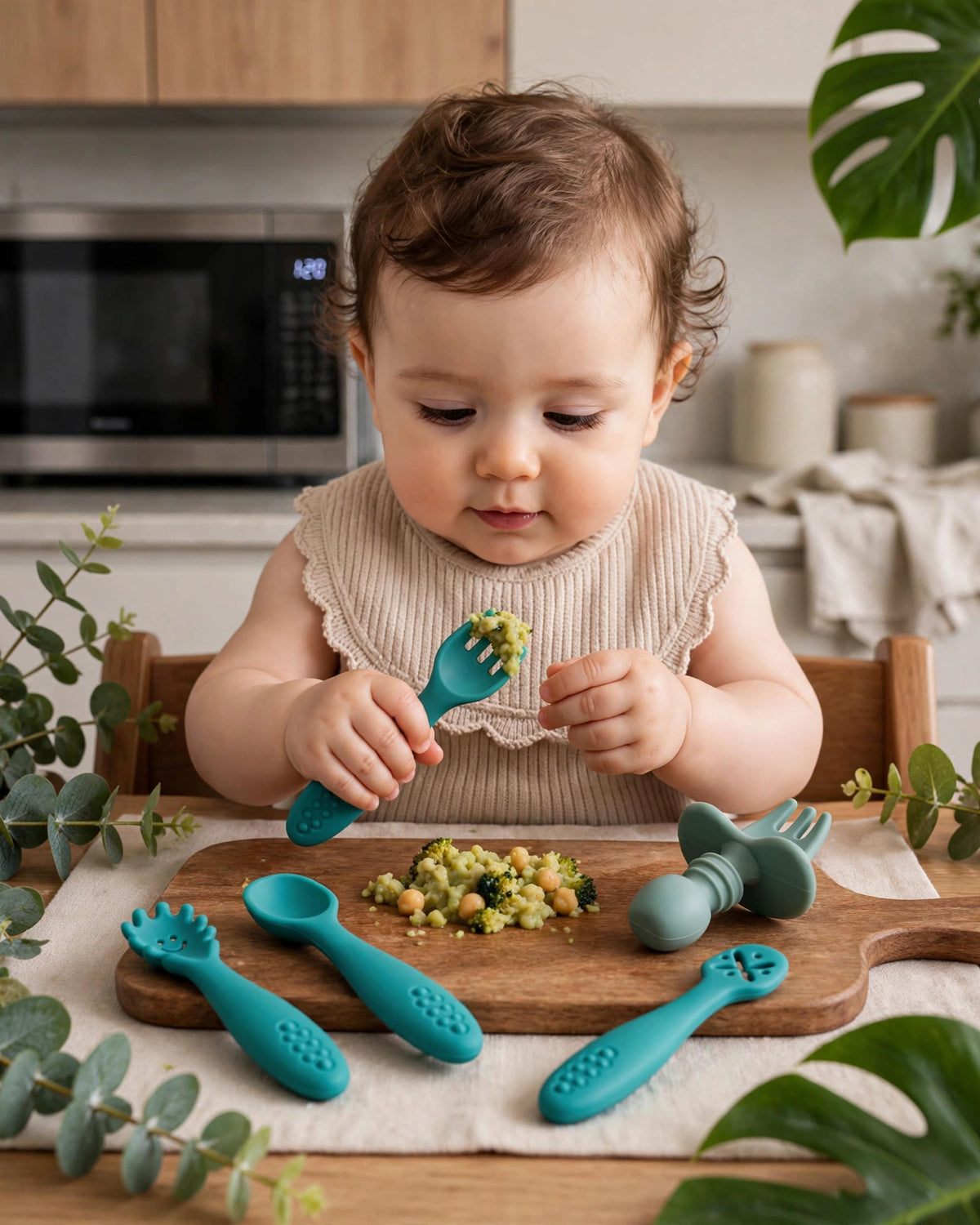 Baby Silicone Cutlery Set – 5-Piece Spoon & Fork Set