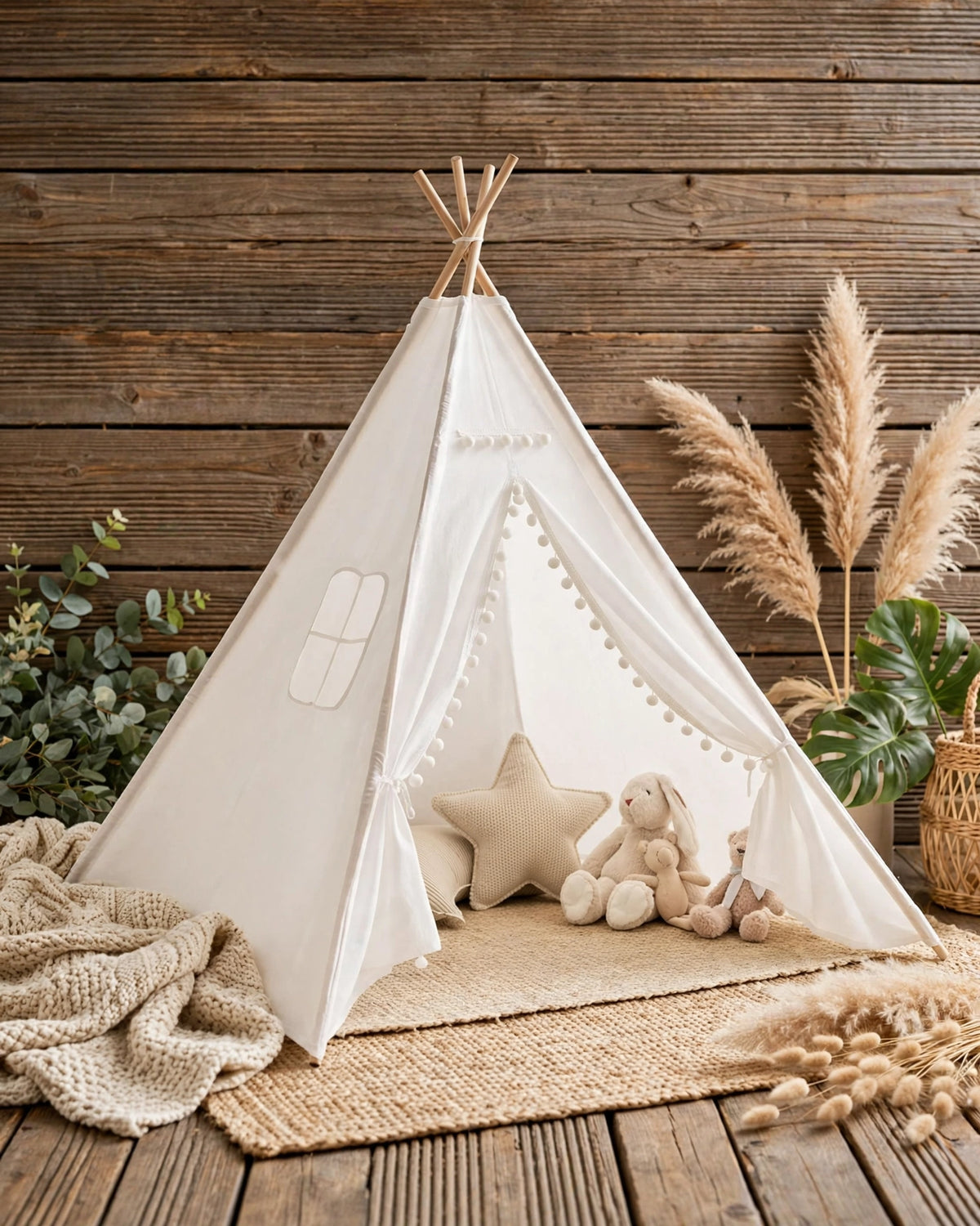 White Portable Teepee Tent – Indoor & Outdoor Camping 180CM