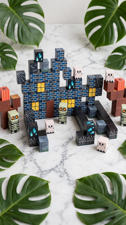 100-Piece Magnetic Halloween Building Cubes - Spooky Castle Set
