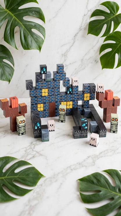 100-Piece Magnetic Halloween Building Cubes - Spooky Castle Set