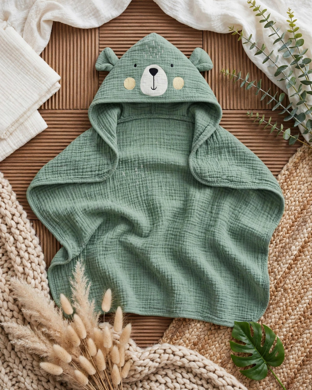 Baby Hooded Towel – Soft & Absorbent, 32"×32"