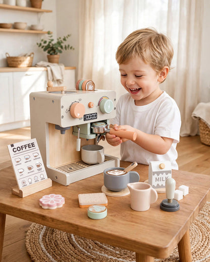 Wooden Coffee Maker Kitchen Toy Set | Kids' Role Play & Dress Up Game