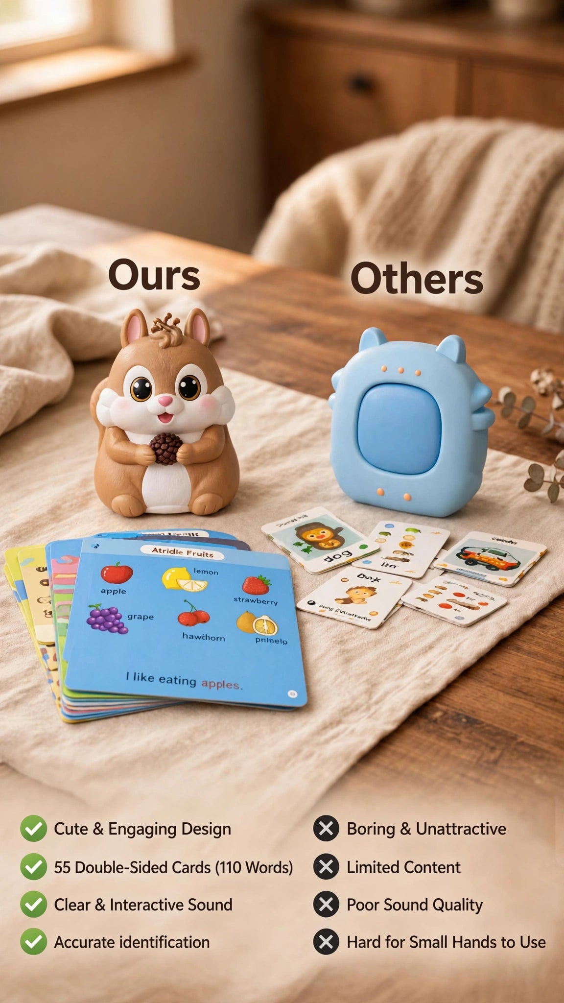Squirrel Talking Flash Card Learning Kit – 55 Cards