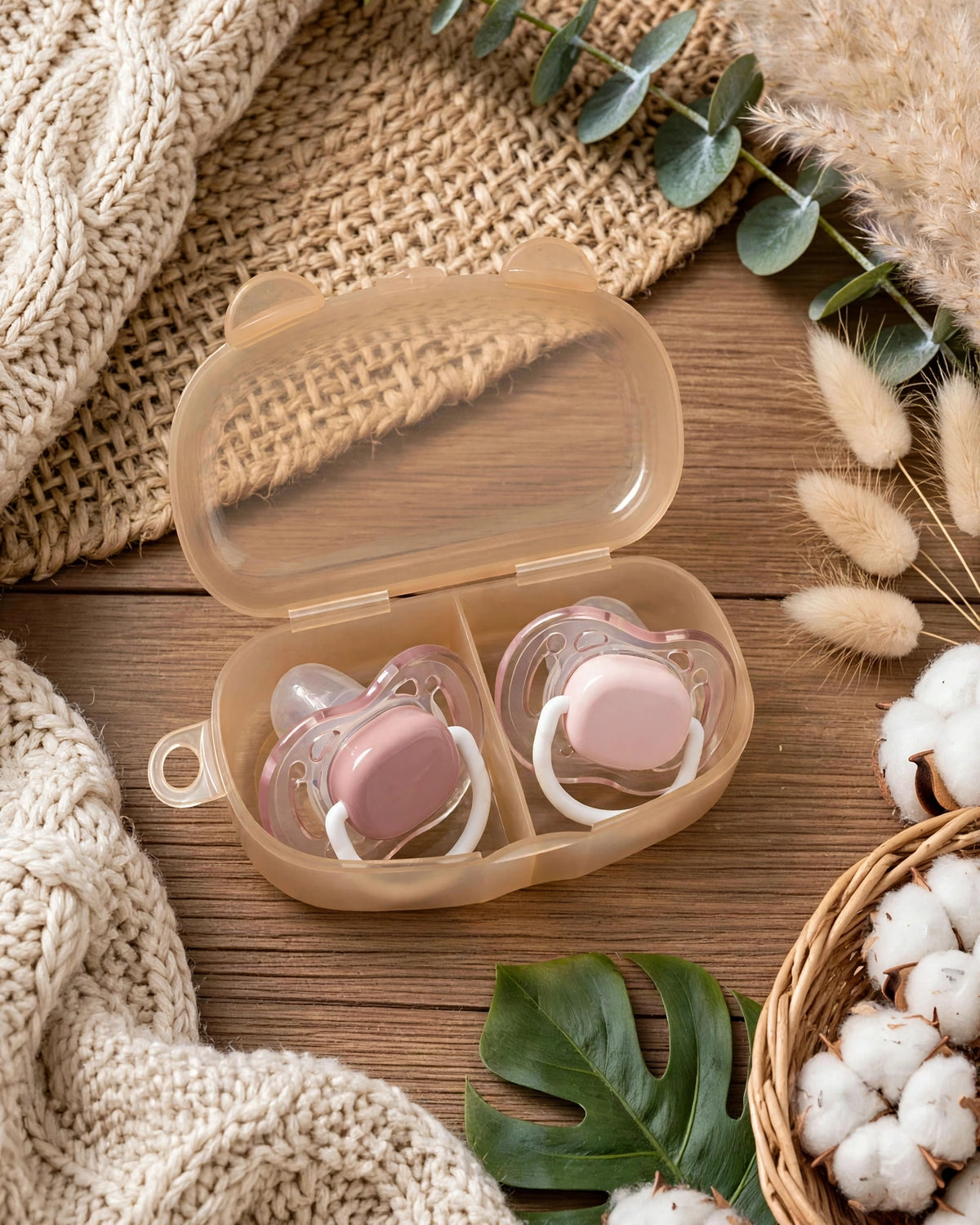 2pcs Baby Pacifier Set – Day & Night Dual-Use with Storage Case