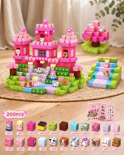 Magnetic Building Blocks – Pink Heart Flower Series (48/100/200/300pcs)